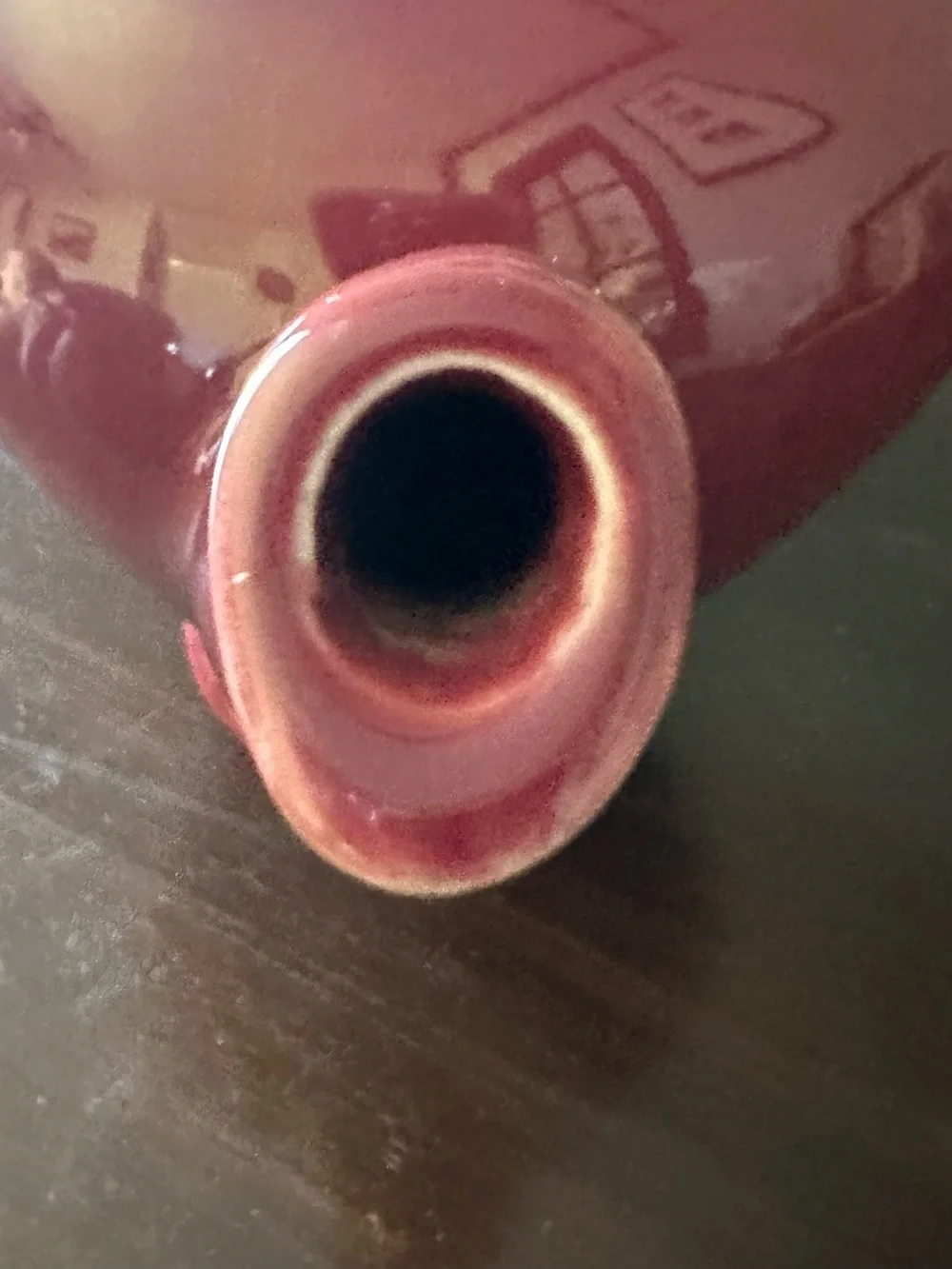 Burgundy Ceramic Teapot with Ivory Rim